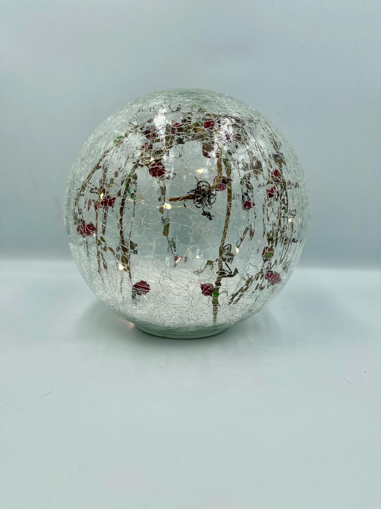 Crackle Effect Ball with Berries, Twigs and Snow, 20cm - Image 3